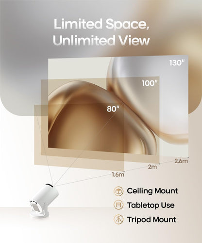 Upgrade HY300PRO Mini Projector with Wifi and Bluetooth, 4K Support Smart Portable Projector Android 14, Auto Keystone, Voice Control Remote, 180 Degree Rotation, Home Video Projetor for Bedroom