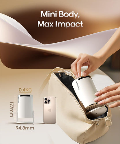 Upgrade HY300PRO Mini Projector with Wifi and Bluetooth, 4K Support Smart Portable Projector Android 14, Auto Keystone, Voice Control Remote, 180 Degree Rotation, Home Video Projetor for Bedroom