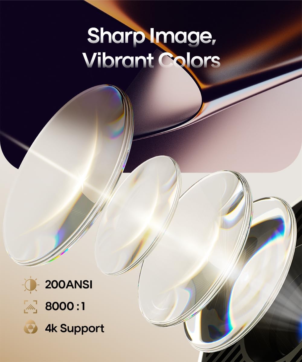 Upgrade HY300PRO Mini Projector with Wifi and Bluetooth, 4K Support Smart Portable Projector Android 14, Auto Keystone, Voice Control Remote, 180 Degree Rotation, Home Video Projetor for Bedroom